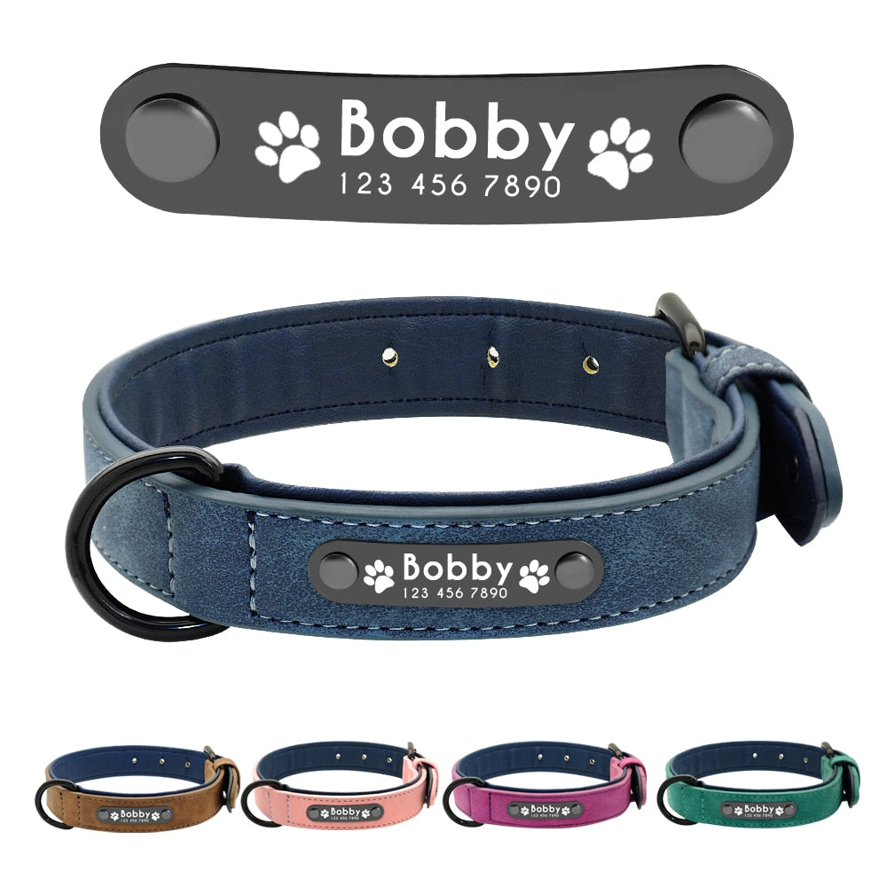 Custom leather dog collars best sale with name